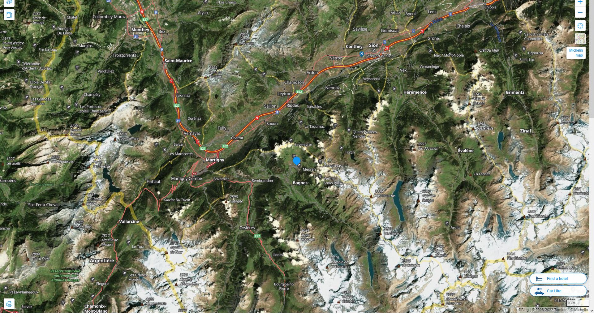 Verbier Highway and Road Map with Satellite View